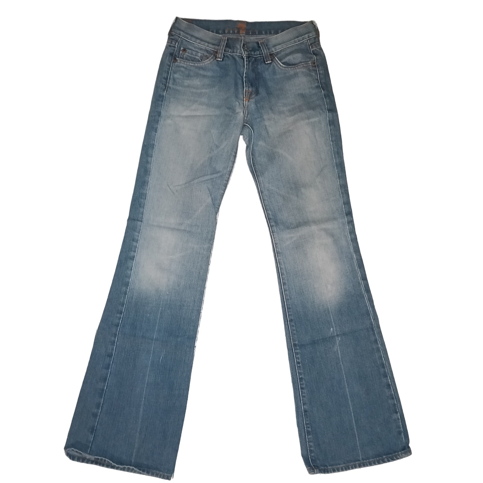 7 For All Mankind Sfam Vintage Y2k Bootcut Distressed Blue Denim Jeans 25